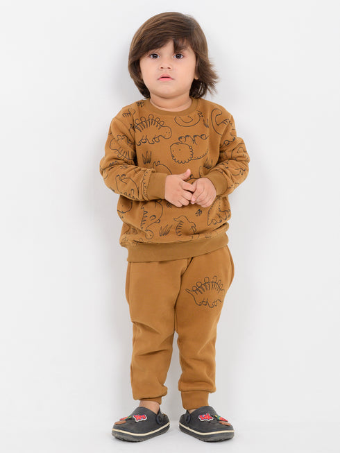 The Dinosaur Themed Fleece Suit (Toffee Brown)